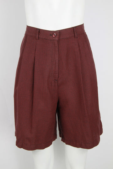 Red Hounds Tooth Pleated Shorts - M