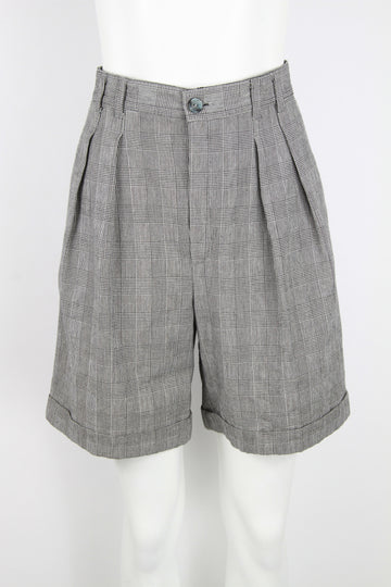 Black and white prince of wales checked pleated Shorts - S/M