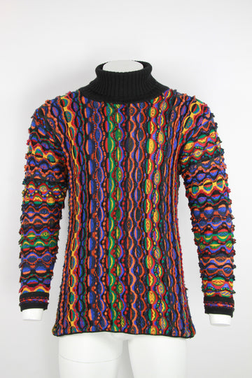 Vintage Coogi textural knitted roll neck jumper  - L