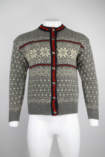 Men's Navy Norwegian style Grey Cardigan by L.L.Bean 'MADE IN USA' – L