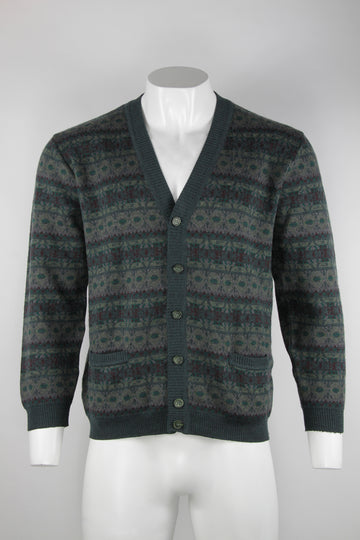 80s/90s fairisle style pattern cardigan - XL