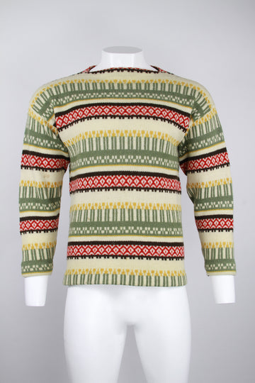 Men’s Scandinavian style geometric print wool jumper – M