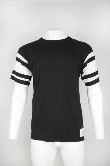 Vintage Champion Black and white striped sleeve T-shirt – XL