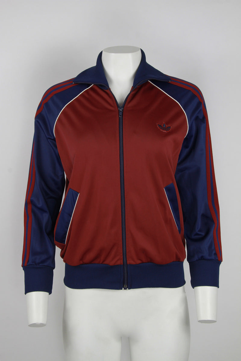 Vintage 70s/80s Adidas track top - Burgundy and Navy - M — Pop