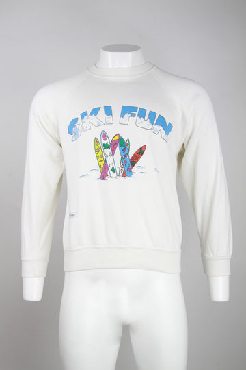 Vintage KWAY 'Ski Fun' printed crew MADE IN FRANCE – S