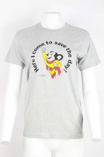 Vintage 80s Mighty Mouse vitamins T-shirt - Grey - S