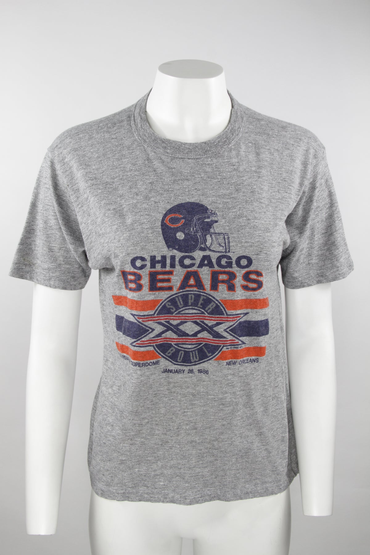 US NFL Single Stitch 80s Chicago Bears 1986 Super Bowl T-Shirt - S