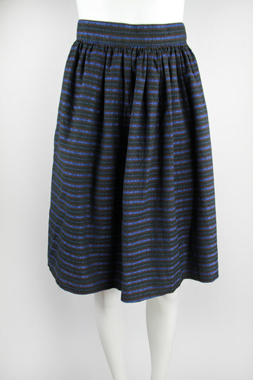 Early 60s skirt in black blue and red pattern - S