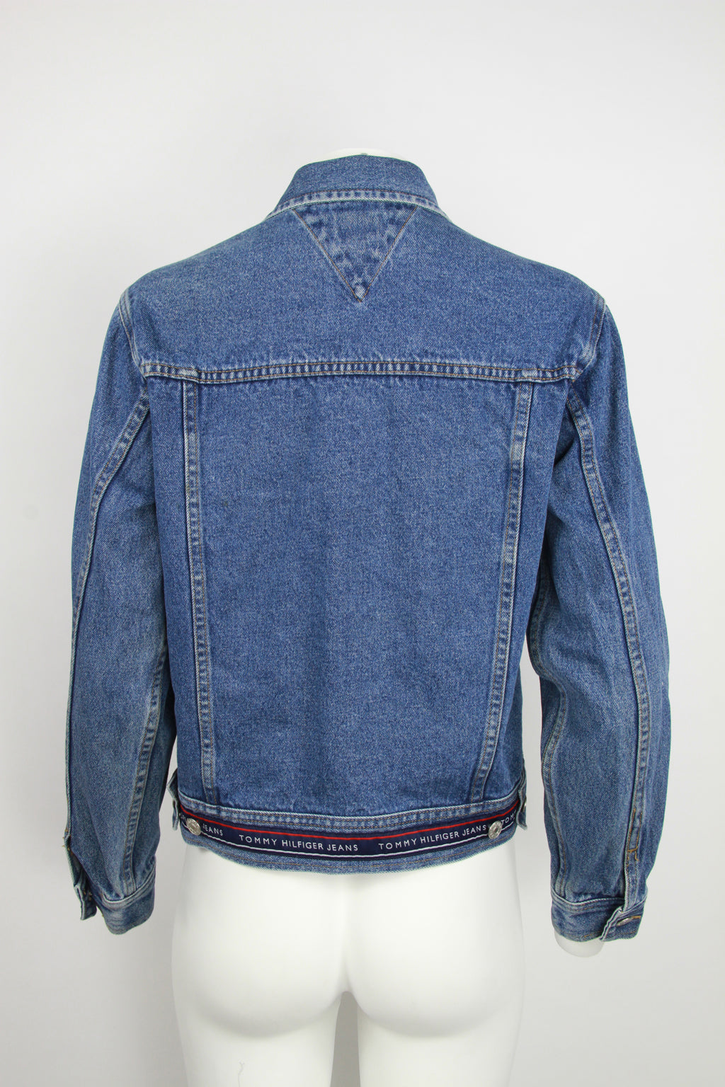 Vintage Tommy denim jacket with monogram waist band - Blue - — Pop Boutique Online