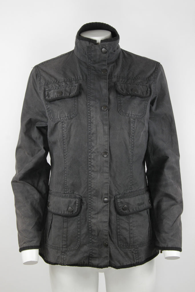 Vintage women Barbour wax utility jacket Black M Pop