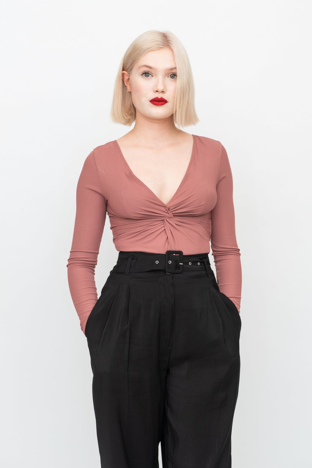 Buy Women Lilac Paperbag High Waist Belted Trousers - Trends Online India -  FabAlley